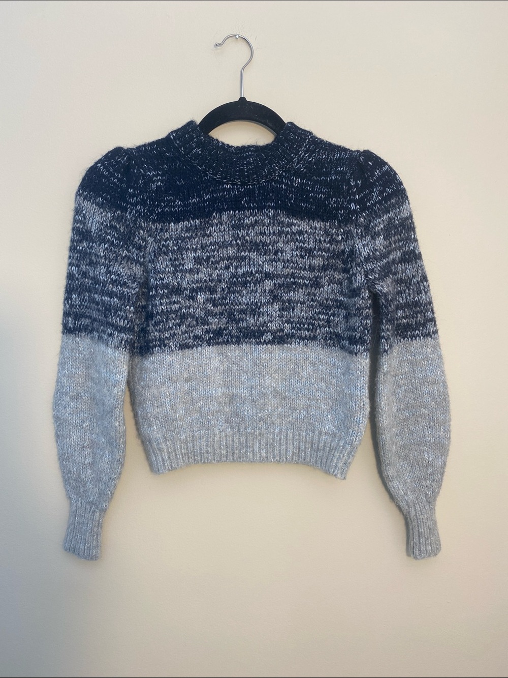 Women’s Two-Tone Marled Wool Blend Knit Sweater Blue/Navy Banana Republic